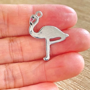 Flamingo Charm, Clip On / Phone / Keychain Charm, Gold / Silver Plated, Cute Bird Pendant, DIY Jewelry Making, Gift Silver Plated