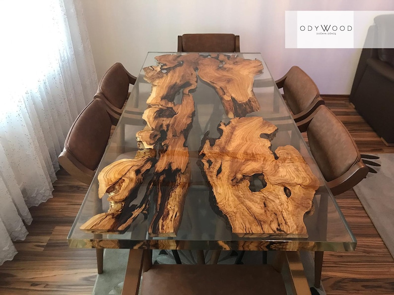 Epoxy Resin Olive Wood Dining Table Etsy