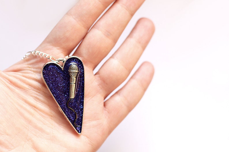 Singer gift pendant Microphone necklace Music jewelry gift Etsy