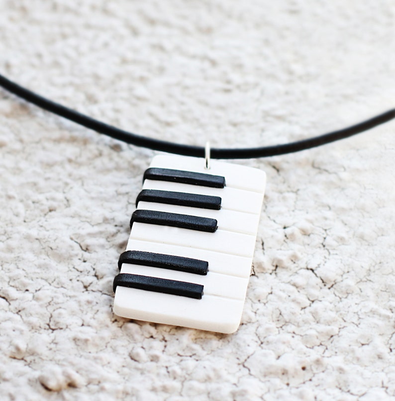 Piano necklace Music jewelry Keyboard necklace Men necklace Gift for him Music gift man jewelry Musician gift Piano player gift Pianist gift image 1