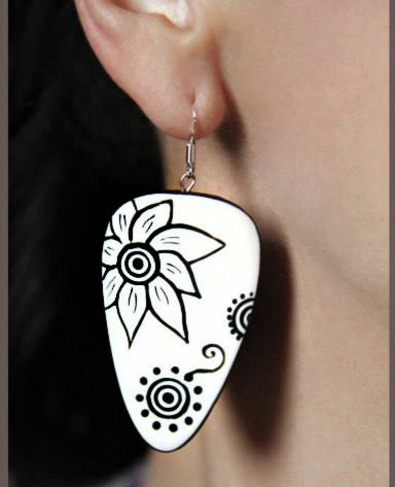 Black and White Jewelry Statement Earrings White Earrings Big Dangle