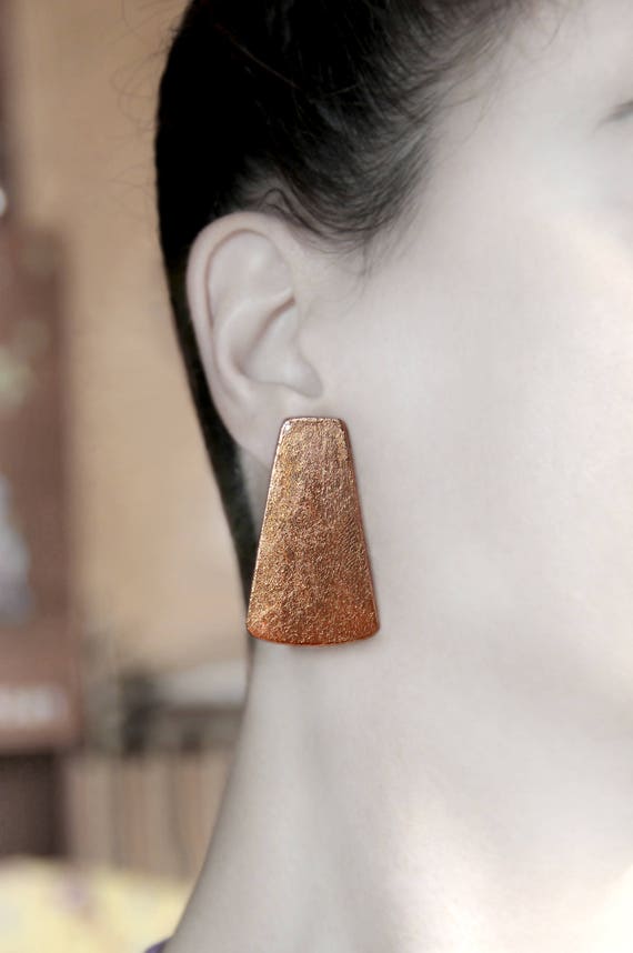 Modern Design Clip on Earrings Handcrafted Gift Bold Stud Earrings Big Earrings Stylish Gift for Women Minimal Jewelry Non Pierced Earrings Etsy