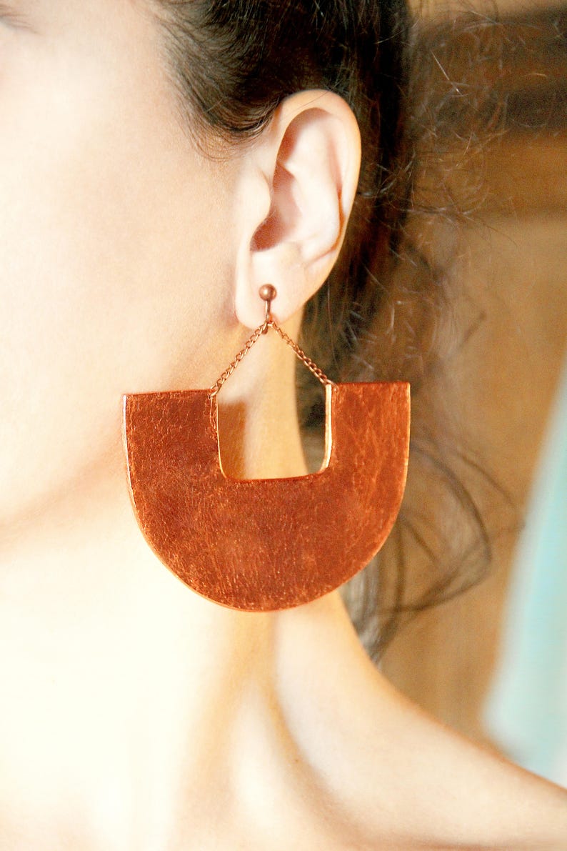 Large earrings Gold dangles African jewelry Tribal earrings Ethnic jewelry Big earrings Best selling items for her Statement jewelry Chunky Copper