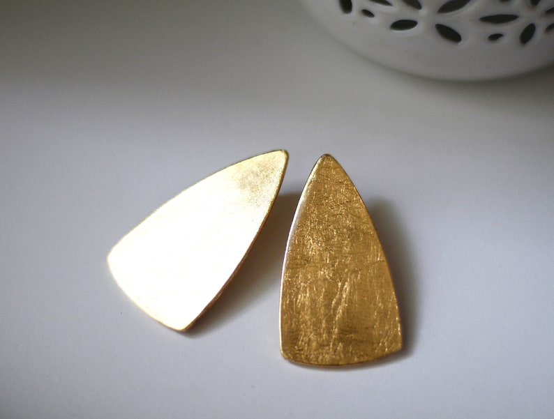 Bold clip on earrings in silver color Abstract jewelry Statement design Handmade earrings Big trendy jewelry for Women accessories Gift
