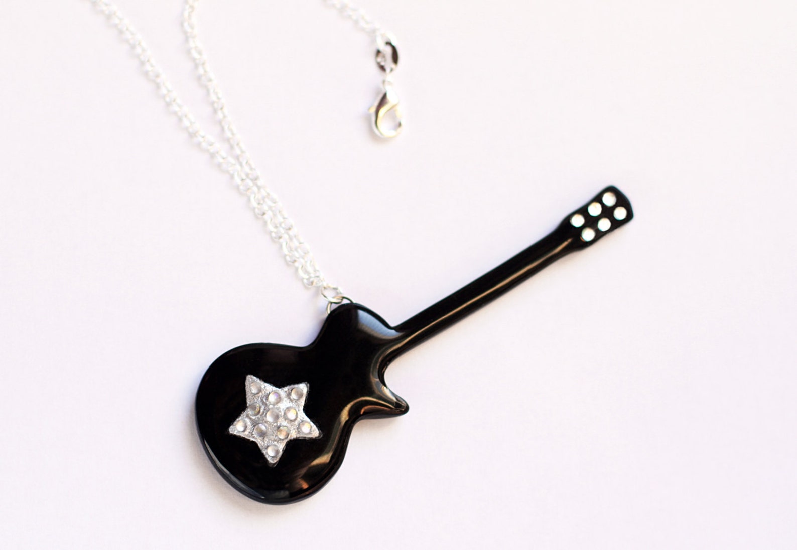 Guitar Necklace Rock Star Pendant Music Necklace Guitar Etsy