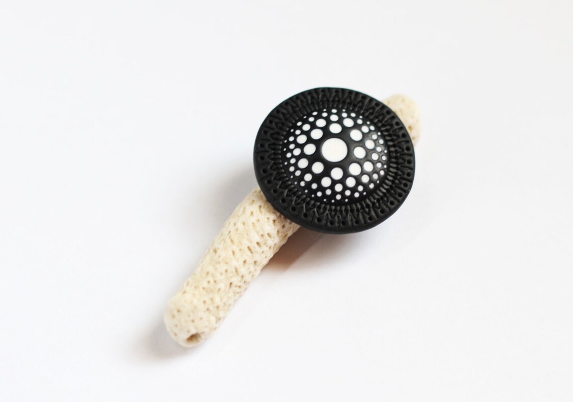 Big Ring Black Jewelry Statement Ring Black and White Abstract Etsy