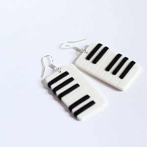 Piano earrings Keyboard earrings Music jewelry Black and white earrings Musical instrument Musicians gift Birthday gifts Pianist gift Music image 3