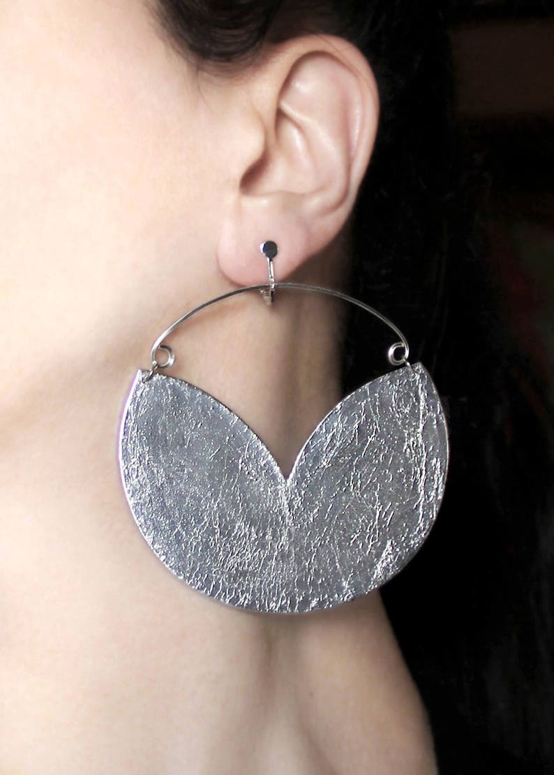 Large Earrings Clipon Earrings Hoop Dangles Big Jewelry Clip Dangles