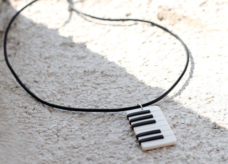 Piano necklace Music jewelry Keyboard necklace Men necklace Gift for him Music gift man jewelry Musician gift Piano player gift Pianist gift image 3