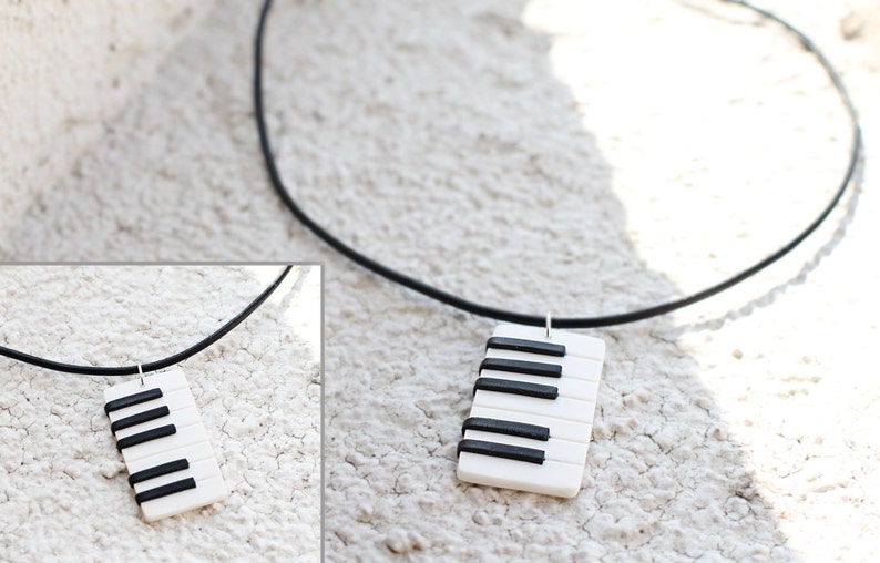 Piano necklace Music jewelry Keyboard necklace Men necklace Gift for him Music gift man jewelry Musician gift Piano player gift Pianist gift image 4