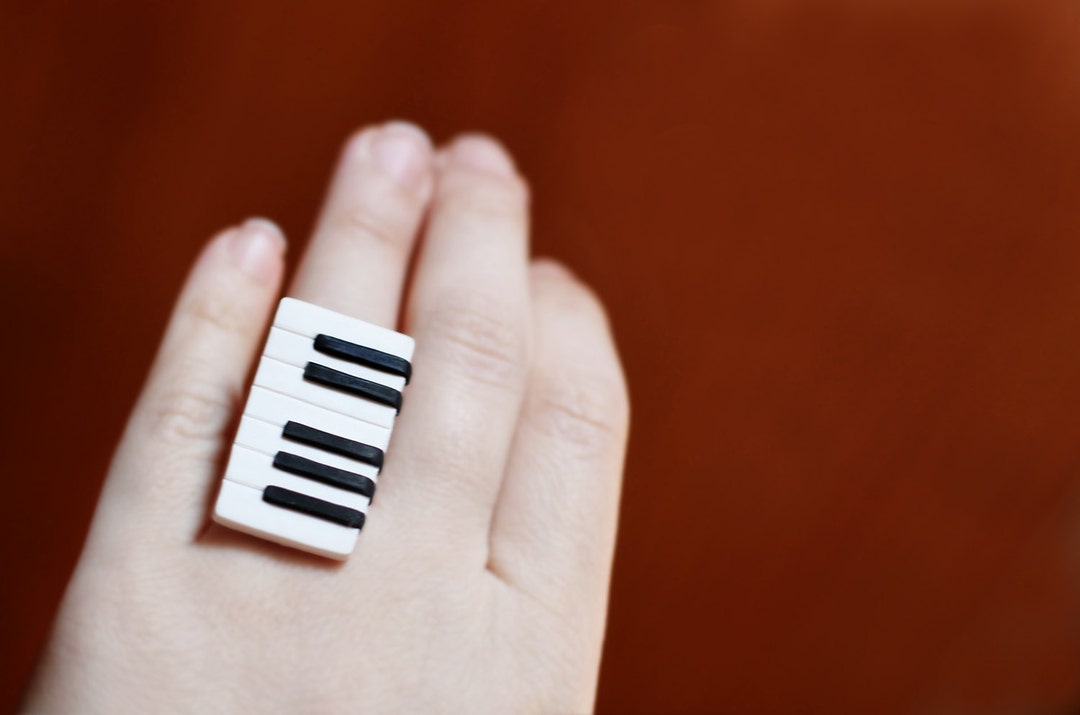 Piano Ring Music Jewelry Keyboard Ring White and Black Music Ring Musical Instrument Ring