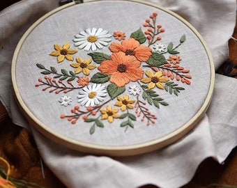 花柄刺繍 円形インテリア Amazon | 花柄刺繍セット、刺繍フープキット、花柄刺繍キット、花柄