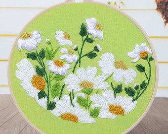 Hand Embroidery Full Kit Hoop Art Embroidery Green wall art,modern Hand Embroidery patterns, Embroidery kit, Wall Art, Embroidery Hoop Art