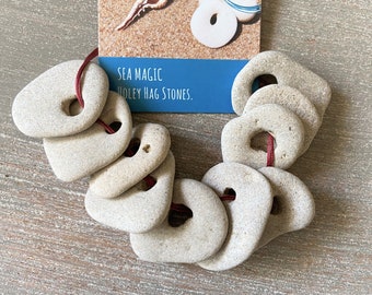 Jewelry stones naturally drilled Beach stones for crafts Hag stone Protection charm stone Holey stones Beach stone with natural hole