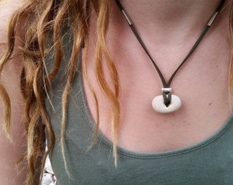 Small Silver Pebble Choker Hagstone Necklace