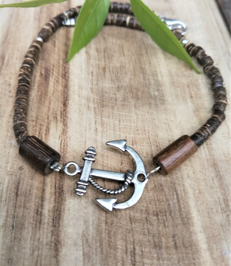 Anchor Anklet for Men Wooden Beads Ankle Bracelet Men's Etsy