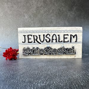 Silver Stamped Old City Artifact, Jerusalem Landscape  Stone Decor, Holy Land Gifts, Original Rock from Israel, Peronalized Memorial Stone