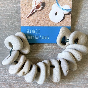 Bulk Lot of 15 Hag Stones - Natural Medium Size Holed Beach Rocks for Protection, Wiccan Decor, and Crafts