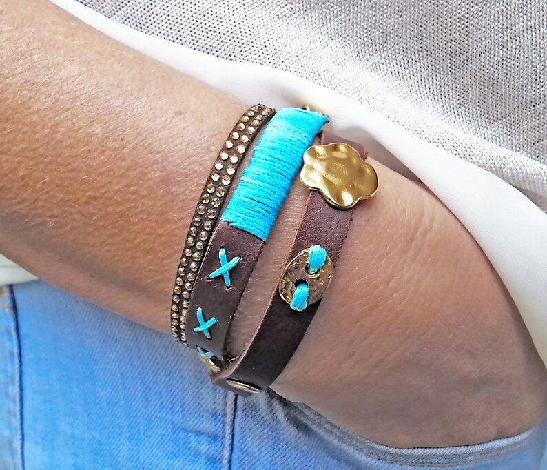 Double Wrap Bracelet Turquoise Wrap Bracelet Soft Leather Bracelet