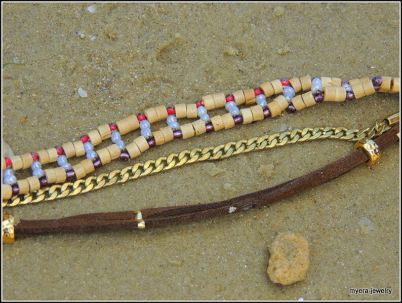 Boho Womens Anklet Leather Anklet Anklet For Women Multiwrap Anklet Yoga Anklet Hippie Bracelet Surfer Anklet Beach Anklet