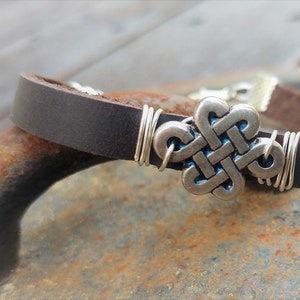 Celtic Knot Leather Anklet: Boho Beach Foot Cuff