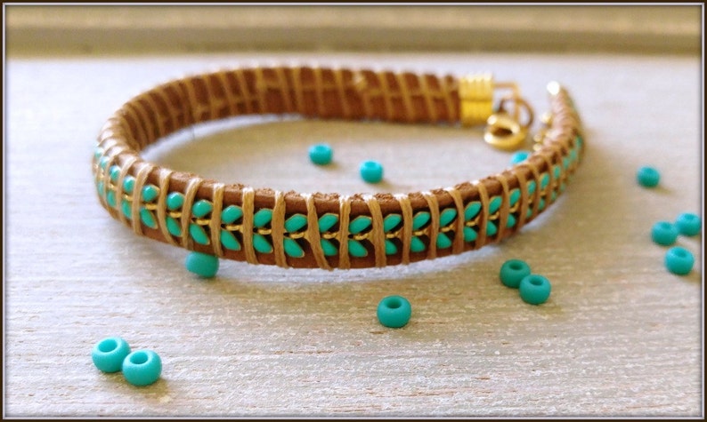 Turquoise Boho Anklet for Women Leather Ankle Wrap Summer Accessories Leather Ankle bracelet