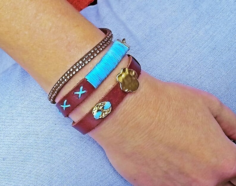 Double Wrap Bracelet Turquoise Wrap Bracelet Soft Leather Bracelet