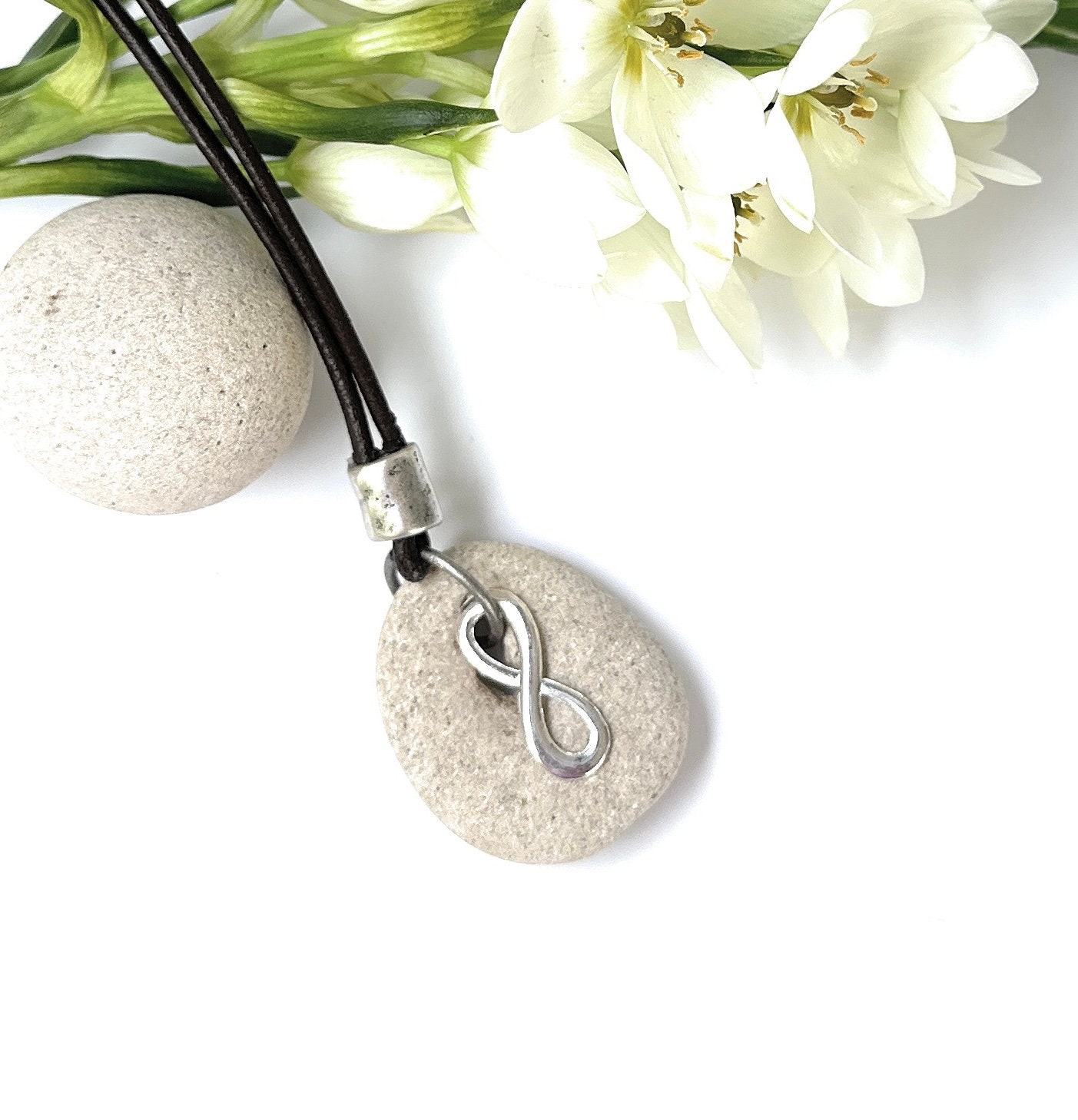 Mens Infinity Necklace Hag Stone Necklace Luck Stone Etsy