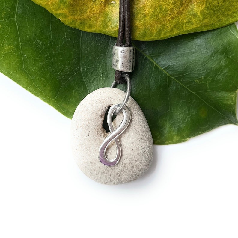 Mens Infinity Necklace Hag Stone Necklace Luck Stone Etsy