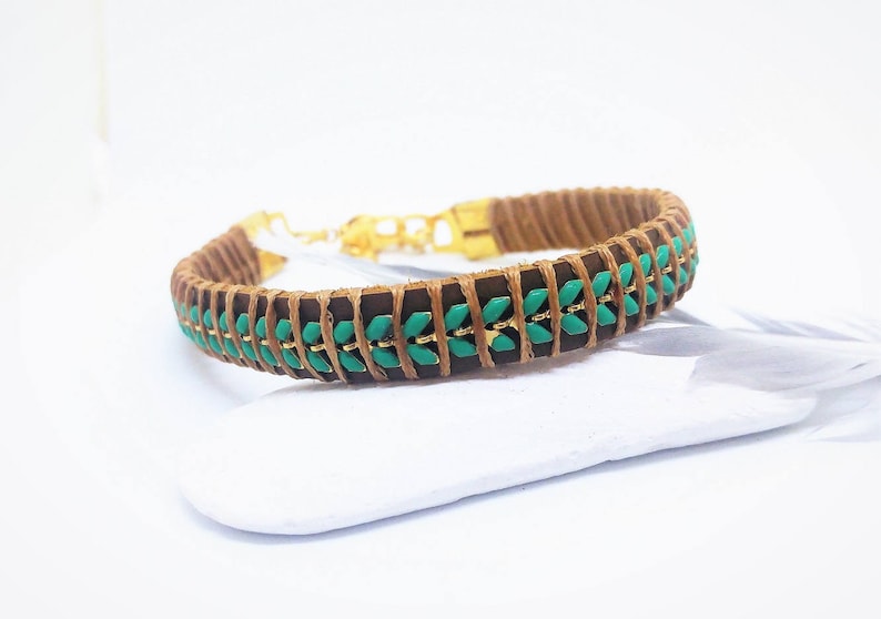 Turquoise Boho Anklet for Women Leather Ankle Wrap Summer Accessories Leather Ankle bracelet