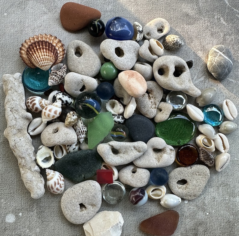 Natural Beachcombing Finds: Shells, Sea Glass, Hag Stones, Driftwood and more Ideal for Mosaics, Feng Shui, DIY Eco Crafts image 1