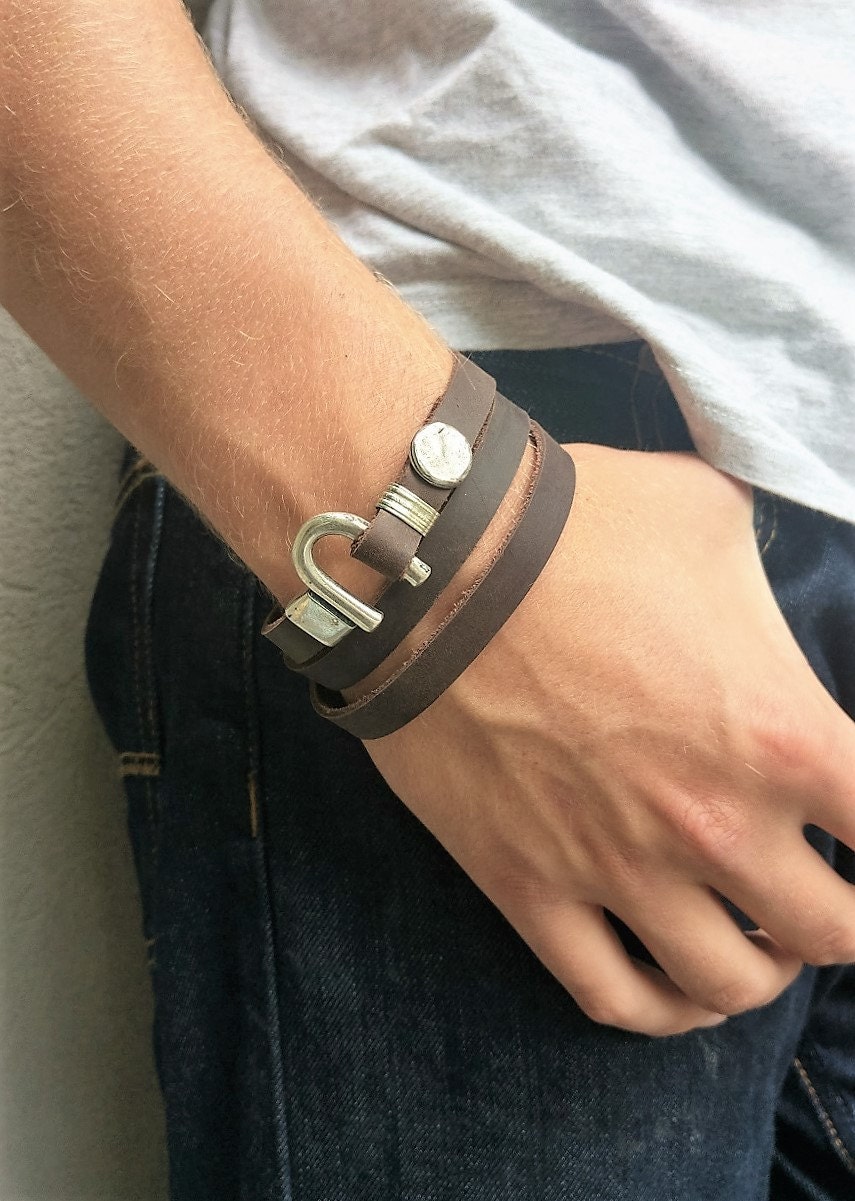 Mens Wrap Bracelet Men Leather Bracelet Leather Wrap Etsy