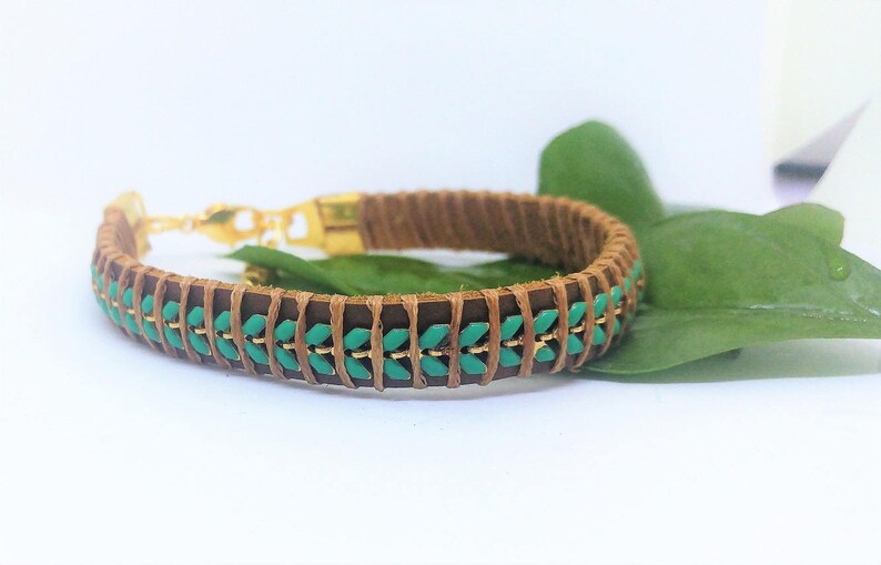 Turquoise Boho Anklet for Women Leather Ankle Wrap Summer Accessories Leather Ankle bracelet
