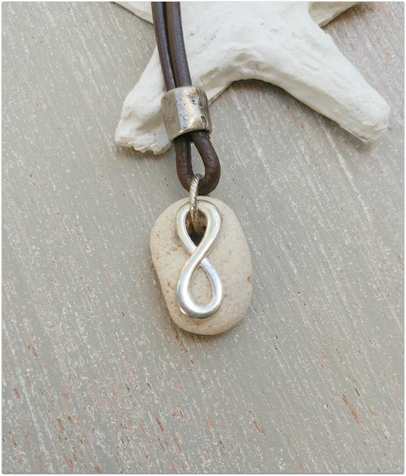 Mens Infinity Necklace Hag Stone Necklace Luck Stone Etsy