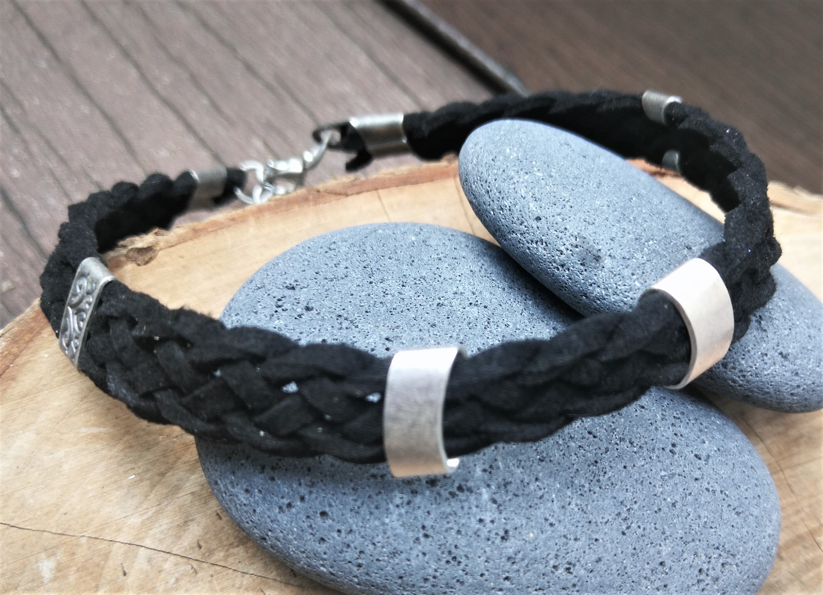 Black Leather Ankle Bracelet Braided Anklet for Men Etsy Canada