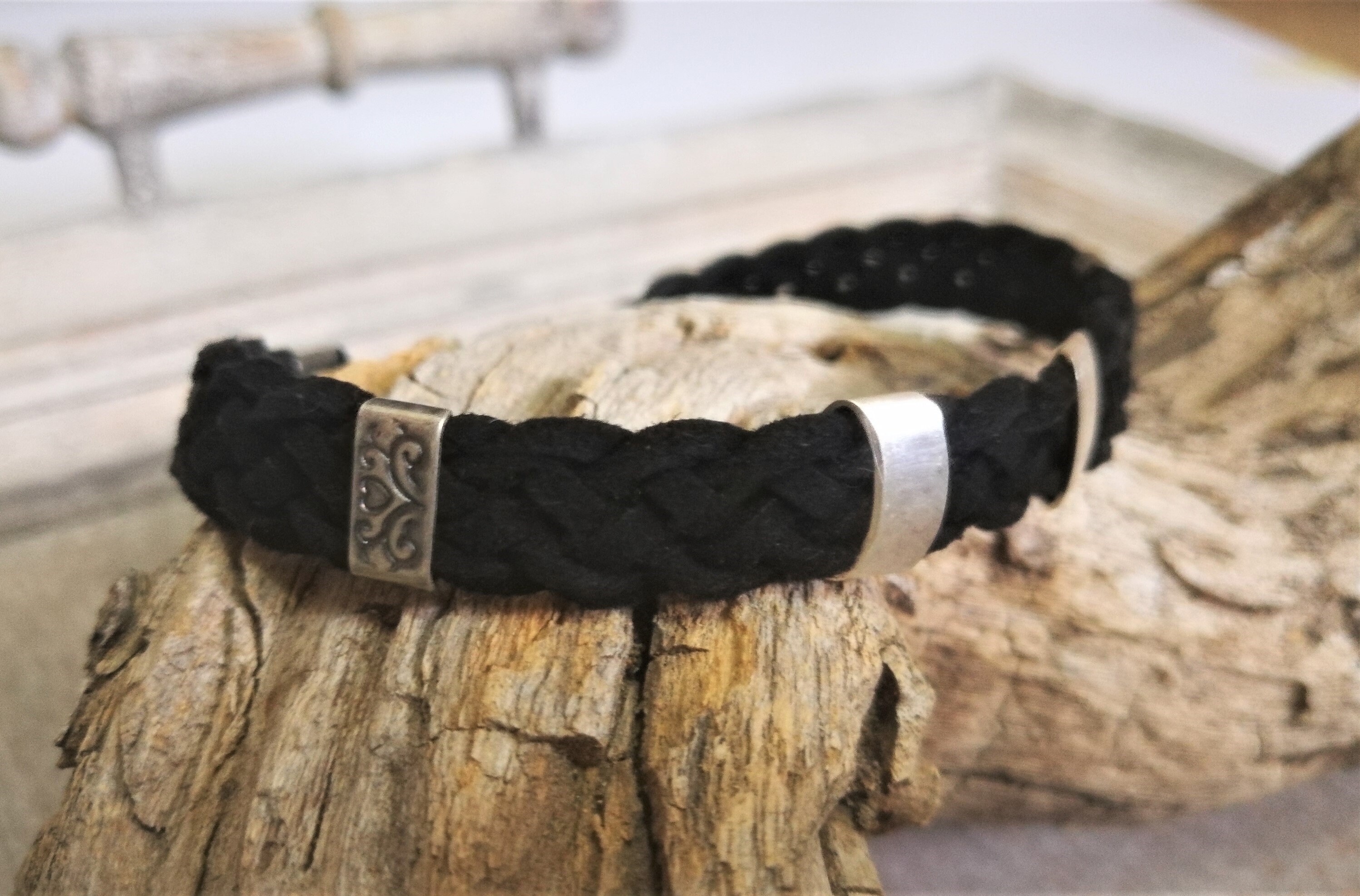 Black Leather Ankle Bracelet Braided Anklet for Men Etsy Canada