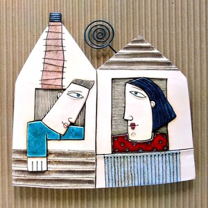 Ceramic art tile ,Ceramic sculpture, Pottery, Handmade ceramic, Home DecorationOnly neighbors image 1