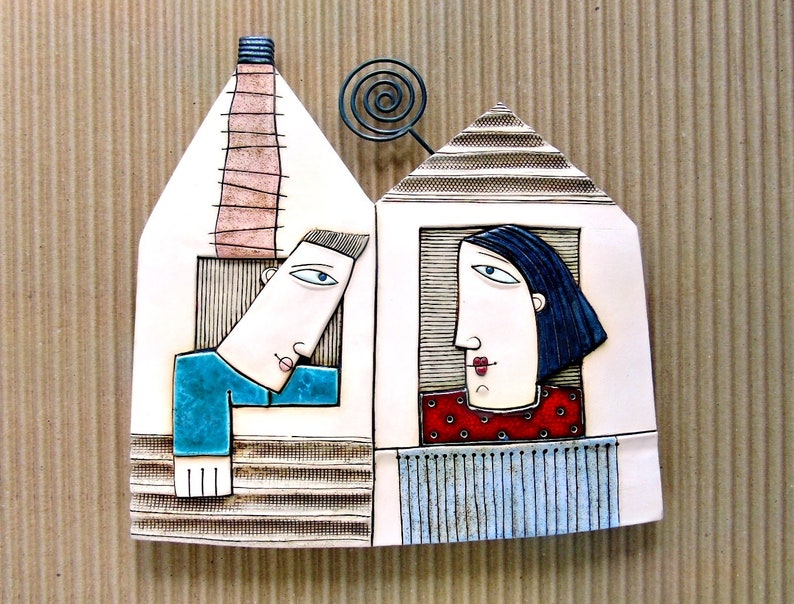 Ceramic art tile ,Ceramic sculpture, Pottery, Handmade ceramic, Home DecorationOnly neighbors image 1