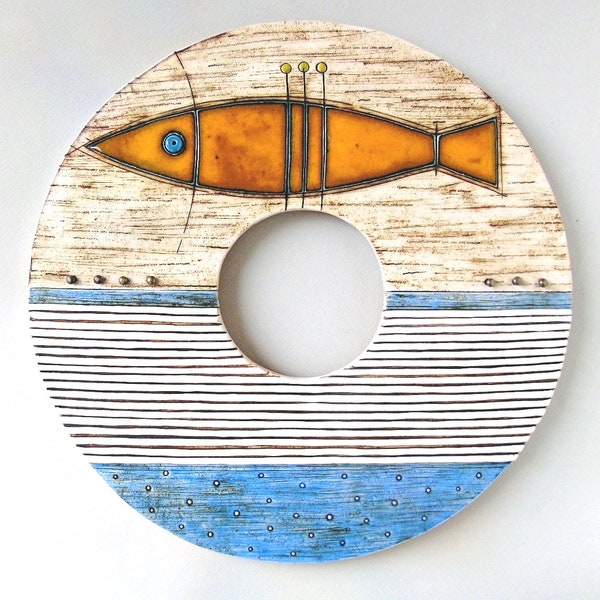 Ceramic Circle- Ceramic sculpture,Ceramic art tile ,Handmade ceramics,home decor ,wall decoration