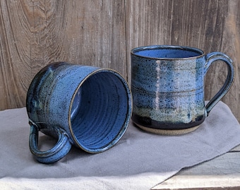 Extra Large Blue Mug, Handmade Ceramic, Ready to Ship