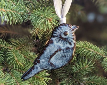 Blue Bird Ornament,  Handmade Ceramic, Ready to Ship