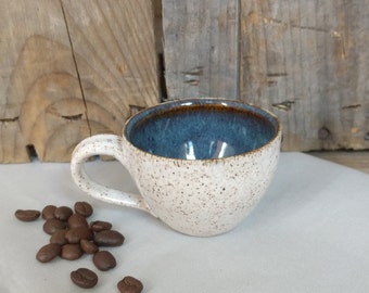 Blue and White Espresso Mug, Handmade Ceramic, Ready to Ship