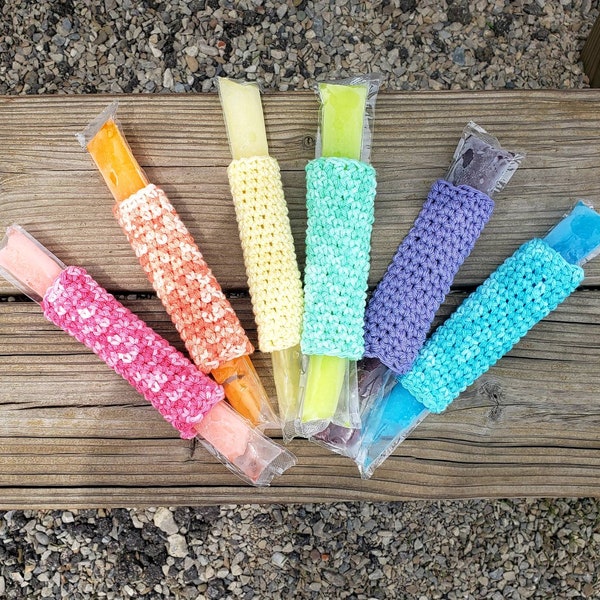 Crochet Popsicle, ice pop, icee, freezie pop, freeze pop sleeve holder, cozy , wrap