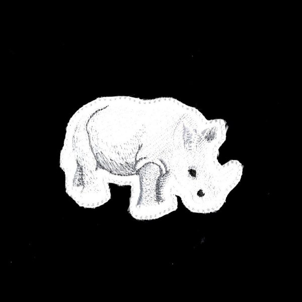 White Rhino Patch Embroidered Iron On Safari White Rhinoceros Applique Patch by MagicPatches&More!