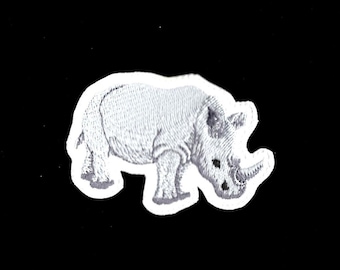 Rhino Patch Embroidered Iron On Rhinoceros Fabric Safari Applique Patch by MagicPatches&More!