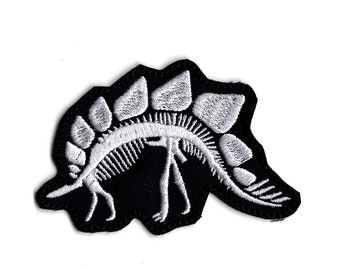 Stegosaurus Dinosaur Patch Iron On Embroidered Dinosaur Bones Fabric Applique Patch by MagicPatches&More!