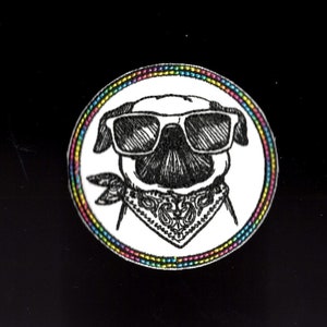 Pug Patch Embroidered Iron On Patch - Cool Pug Rainbow Border - Dog Party Patch by MagicPatches&More!