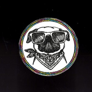 Pug Patch  Embroidered Iron On Cool Pug Rainbow Border Dog Party Patch by MagicPatches&More!