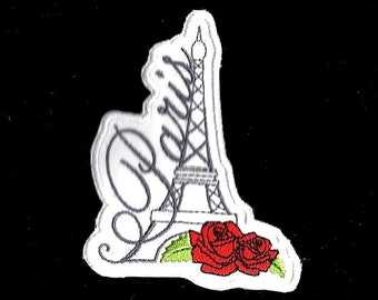 Paris France Patch Iron On Patch Eiffel Tower Fabric Travel Souvenir Applique Patch by MagicPatchesAndmore!