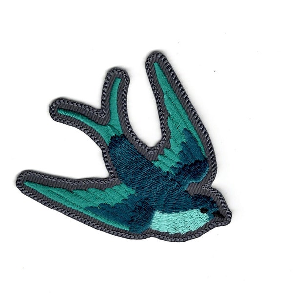 Rockabilly Swallow Bird Patch Embroidered Iron On Blue Bird Patch Tattoo Inspired Patch by MagicPatches&More!